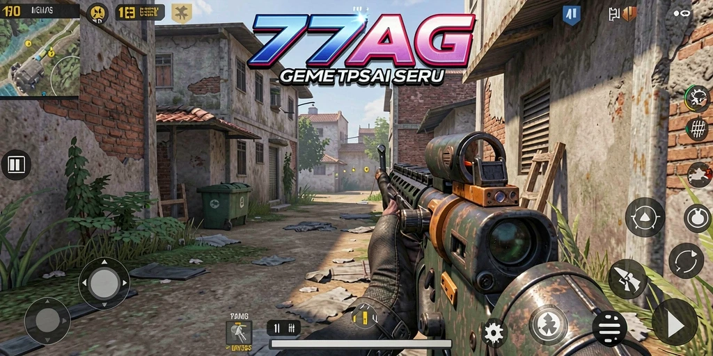 Gameplay seru dalam 77AG yang menampilkan aksi tembak-menembak.