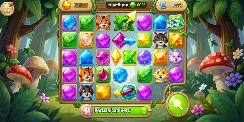 Tampilan gameplay seru dan menarik dari game Match-3 8055.