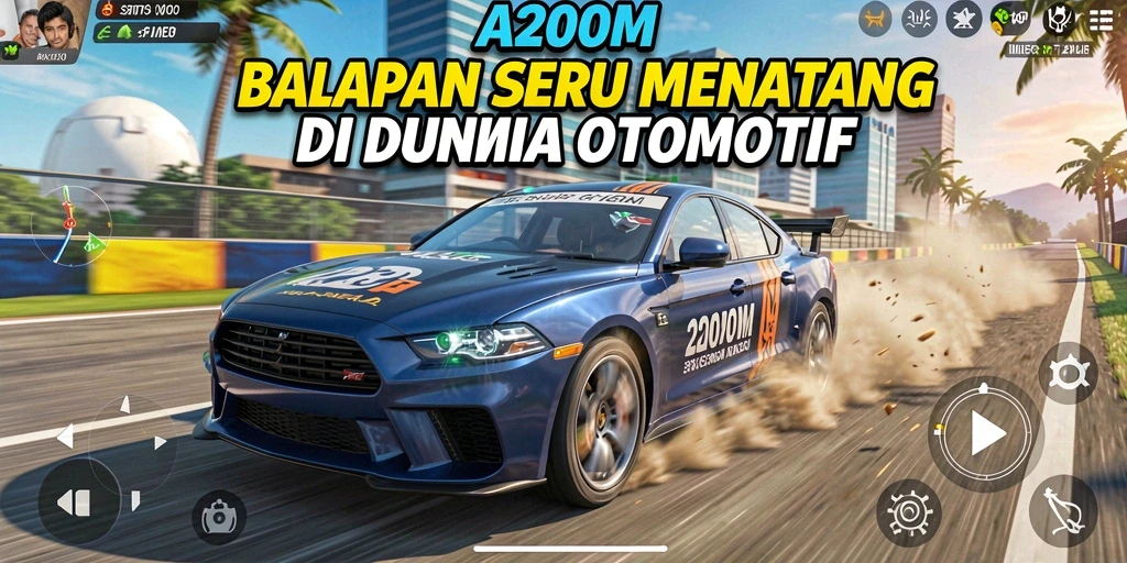 Tangkapan layar dari gameplay A200M menampilkan aksi balapan yang mendebarkan.