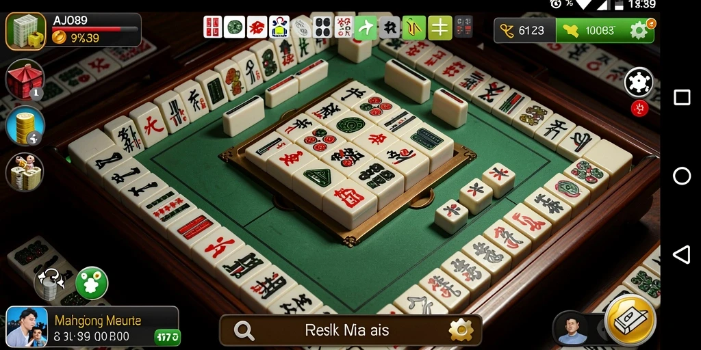 Screenshot gameplay AJO89 yang menampilkan aksi menyusun ubin Mahjong.