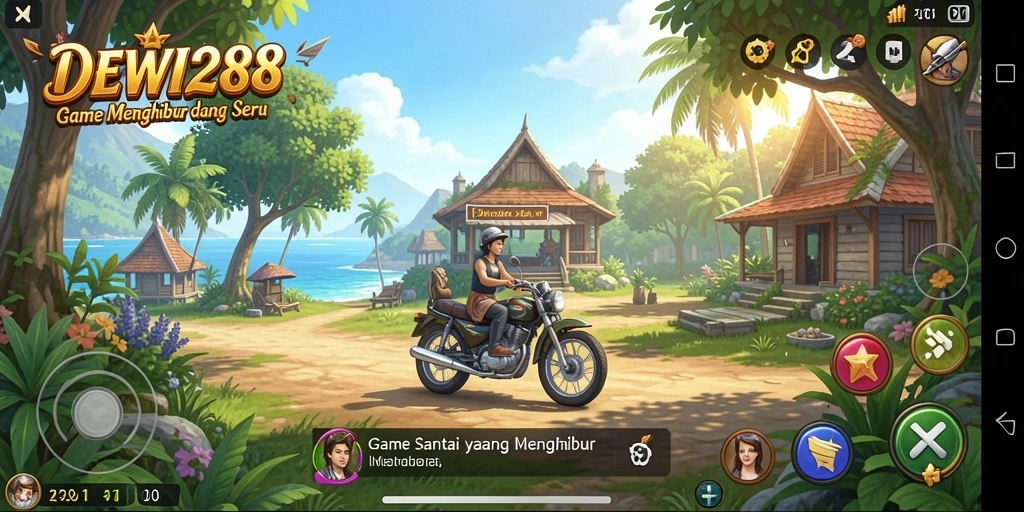 Tampilan gameplay DEWI288 yang ceria dan menawan.