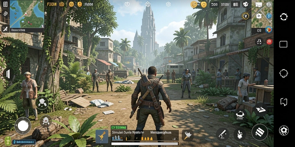 Screenshot utama F200M menampilkan gameplay mendalam dengan grafis menawan.