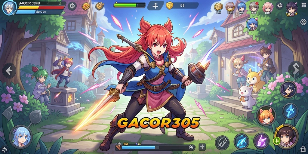 Tampilan gameplay GACOR305 yang mempesona dengan karakter anime.