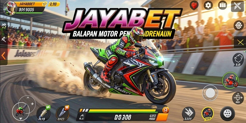 Gameplay JAYABET dengan balapan motor yang menegangkan.