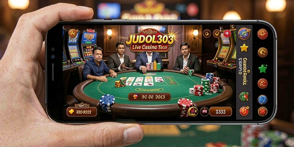 Screenshot gameplay Live Casino JUDOL303 dengan dealer langsung.