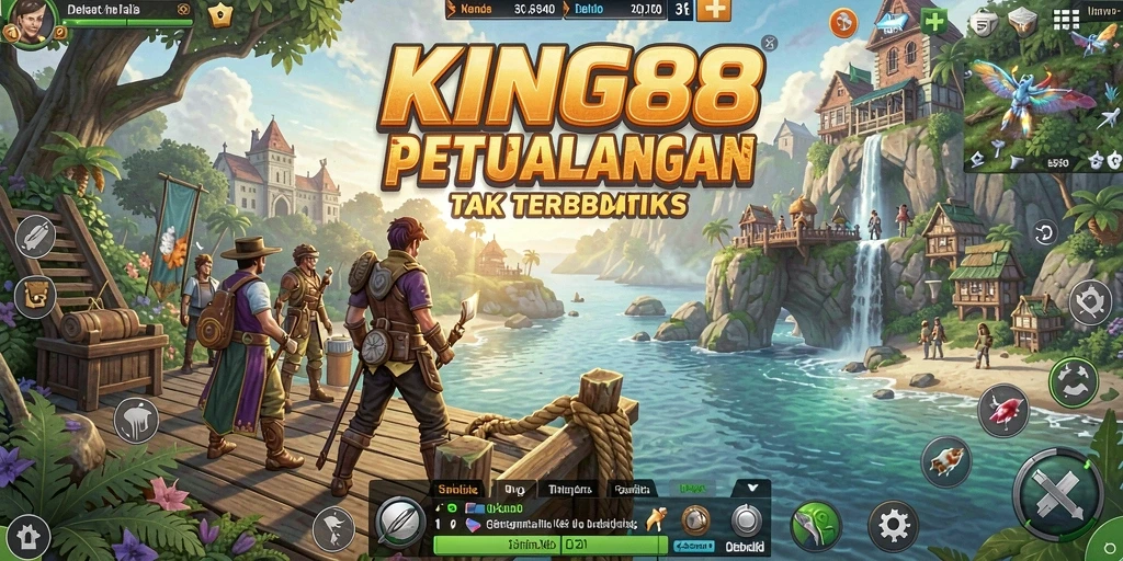 Menampilkan aksi seru dalam dunia Open World KING88.