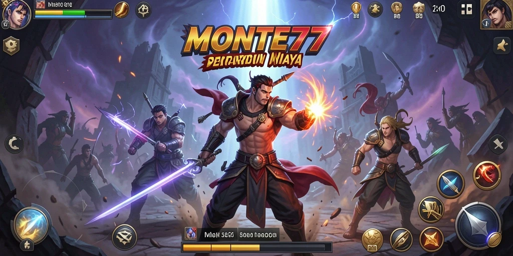 Gameplay seru dalam MONTE77 dengan pertarungan dinamis dan karakter unik.