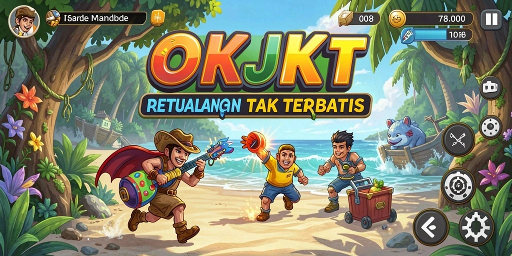 Tangkapan layar permainan OKJKT yang penuh aksi dan tantangan.