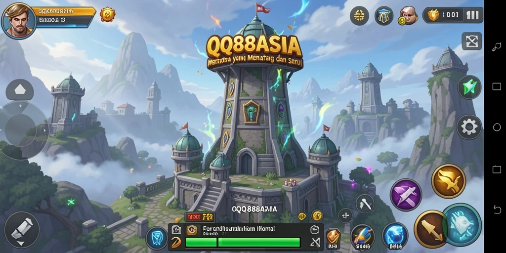 Screenshot menunjukkan aksi seru dalam game Tower Defense QQ88ASIA.