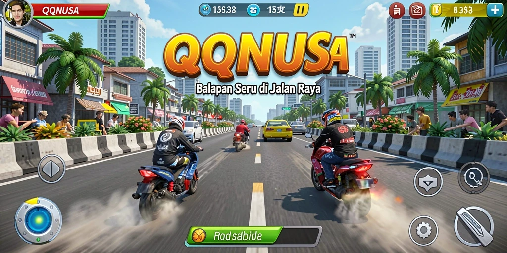 Tampilan gameplay balapan yang mendebarkan di QQNUSA.