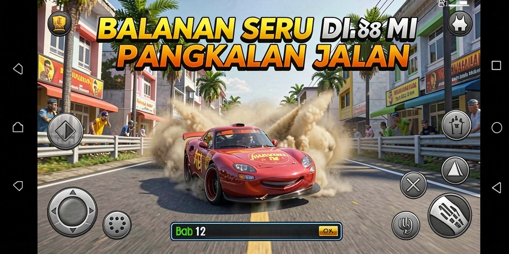 Screenshot gameplay RI188 menunjukkan balapan mendebarkan dan grafis yang menakjubkan.