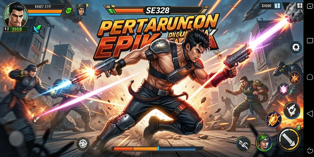 Tampilan aksi seru dan dinamis dalam gameplay SE328.