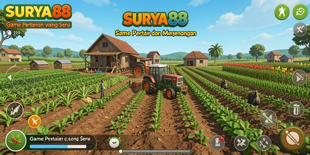 Tampilan gameplay SURYA88 dengan kebun yang subur dan hidup.