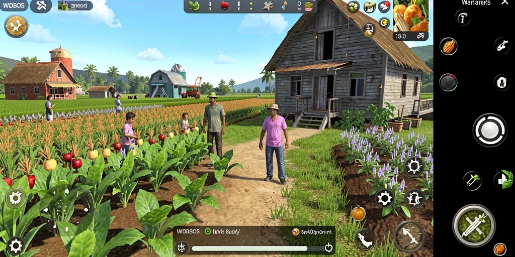 Gameplay WDBOS menampilkan pengalaman pertanian yang seru dan mengasyikkan.