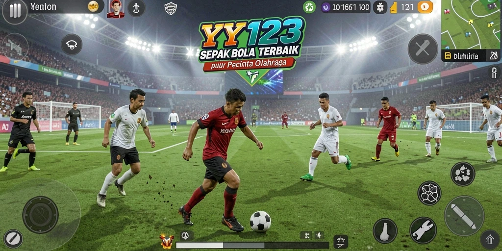 Tampilan gameplay seru dari permainan sepak bola YY123.
